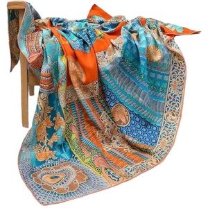 Orange high quality 130x130 silk scarf